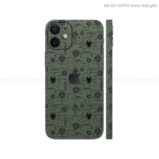 Dán Skin IPhone 12 Series Vân Nổi IRonman Xanh | UVPT17