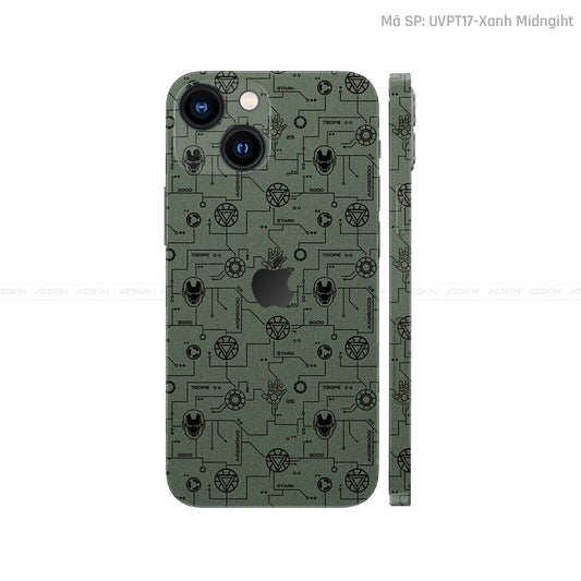 Dán Skin IPhone 14 Series Vân IRonman Xanh | UVPT17