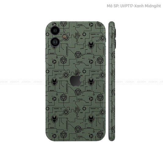 Dán Skin IPhone 11 Series Vân IRonman Xanh | UVPT17
