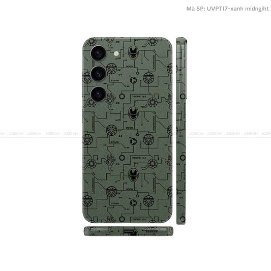 Dán Skin Samsung Galaxy S24 Series Vân Nổi Iron Man Xanh Midnight | UVPT17