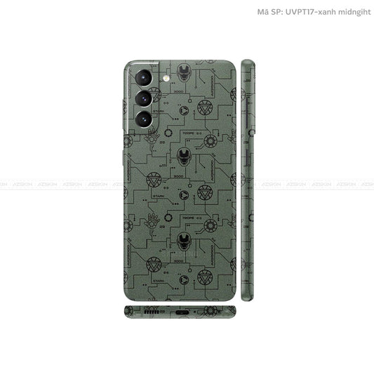 Dán Skin Galaxy S21 Series Vân Iron Man Xanh | UVPT17