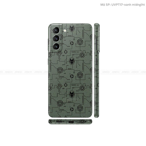 Dán Skin Galaxy S21 Series Vân Iron Man Xanh | UVPT17