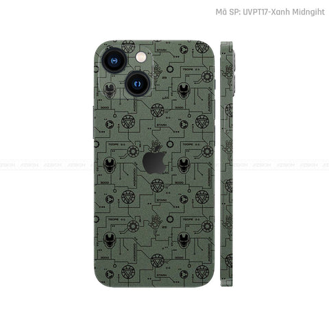 Dán Skin IPhone 14 Series Vân IRonman Xanh | UVPT17