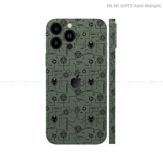 Dán Skin IPhone 14 Series Vân IRonman Xanh | UVPT17