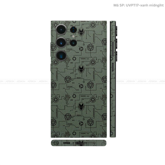 Dán Skin Samsung Galaxy S24 Series Vân Nổi Iron Man Xanh Midnight | UVPT17