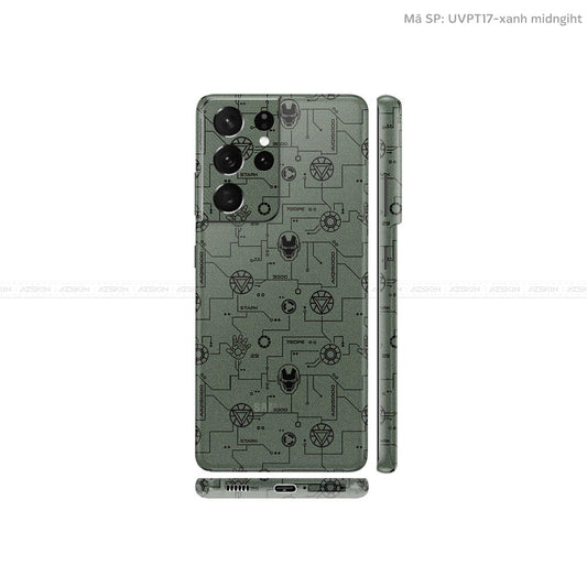 Dán Skin Galaxy S21 Series Vân Iron Man Xanh | UVPT17