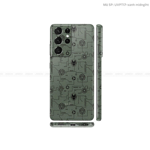 Dán Skin Galaxy S21 Series Vân Iron Man Xanh | UVPT17