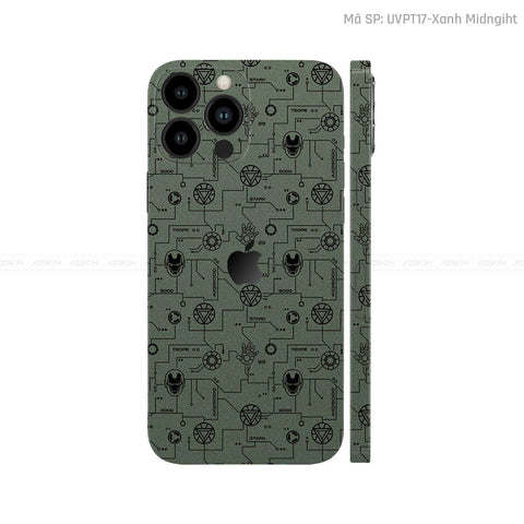 Dán Skin IPhone 14 Series Vân IRonman Xanh | UVPT17