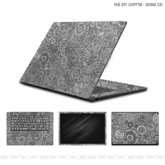 Dán Skin Laptop Dell Vân Nổi Động Cơ Bạc | UVPT18