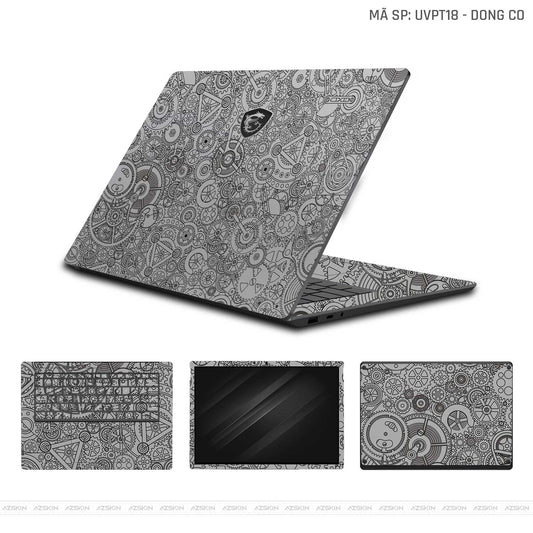 Dán Skin Laptop MSI Vân Nổi Động Cơ Bạc | UVPT18