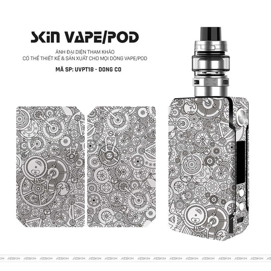 Dán Skin Vape Vân Nổi Động Cơ Trắng | UVPT18