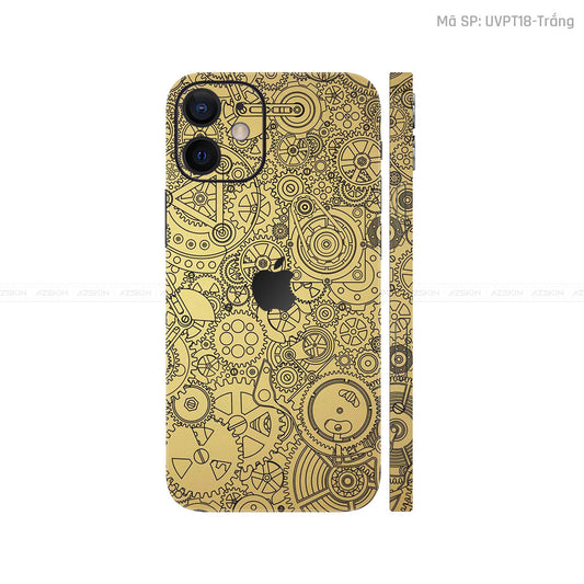 Dán Skin IPhone 12 Series Vân Nổi Động Cơ Vàng Đồng | UVPT18