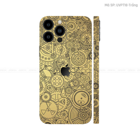 Dán Skin IPhone 12 Series Vân Nổi Động Cơ Vàng Đồng | UVPT18