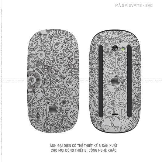 Skin Dán Chuột Apple Magic Mouse Vân Nổi Hình Động Cơ Màu Bạc | UVPT18