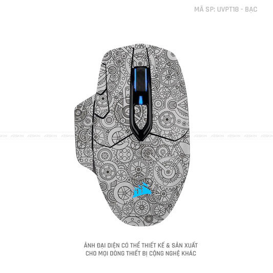 Skin Dán Chuột Corsair Vân Nổi Hình Động Cơ Bạc | UVPT18