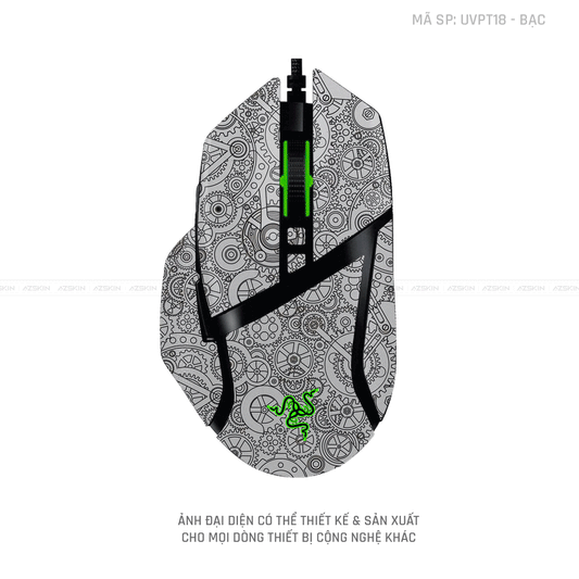 Skin Dán Chuột Razer Vân Nổi Hình Động Cơ Bạc | UVPT18