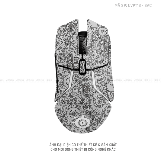 Skin Dán Chuột Steelseries Vân Nổi Động Cơ Bạc | UVPT18