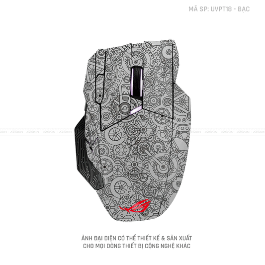 Skin Dán Chuột Asus Vân Nổi Hình Động Cơ Bạc | UVPT18