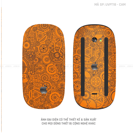 Skin Dán Chuột Apple Magic Mouse Vân Nổi Hình Động Cơ Màu Cam | UVPT18