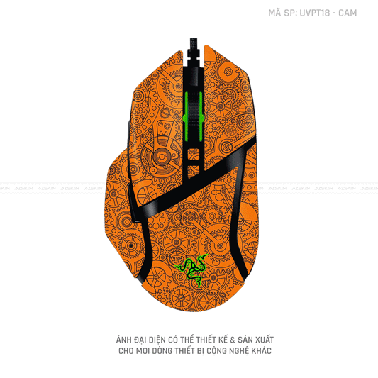 Skin Dán Chuột Razer Vân Nổi Hình Động Cơ Cam | UVPT18