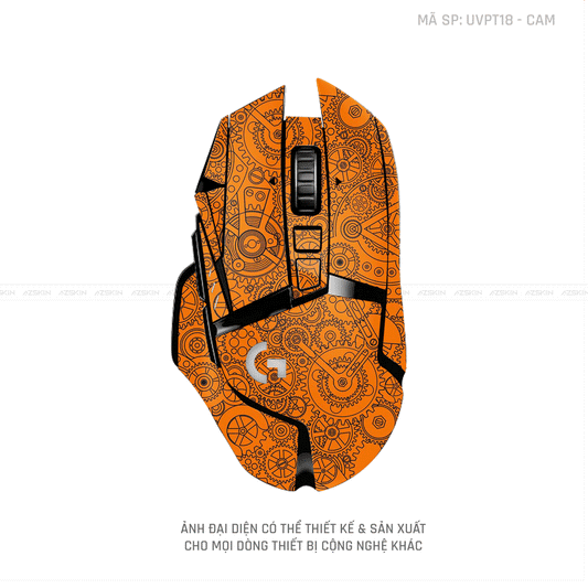 Skin Dán Chuột Logitech Vân Nổi Hình Động Cơ Cam | UVPT18