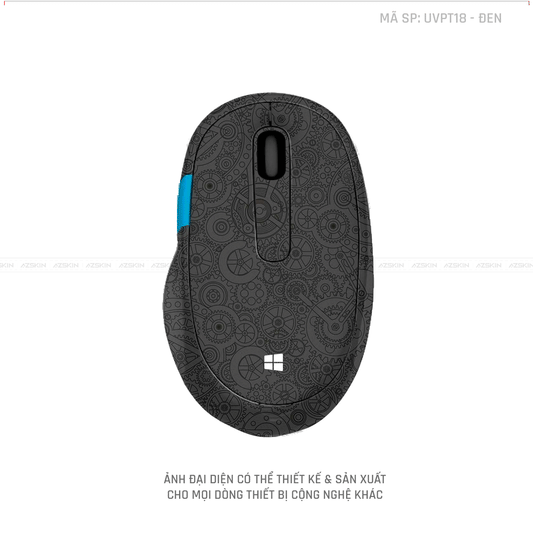 Skin Dán Chuột Microsoft Vân Nổi Động Cơ Màu Đen | UVPT18