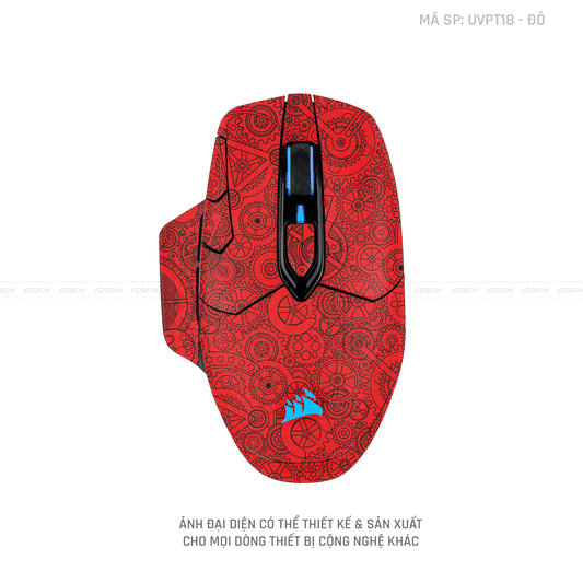 Skin Dán Chuột Corsair Vân Nổi Hình Động Cơ Đỏ | UVPT18