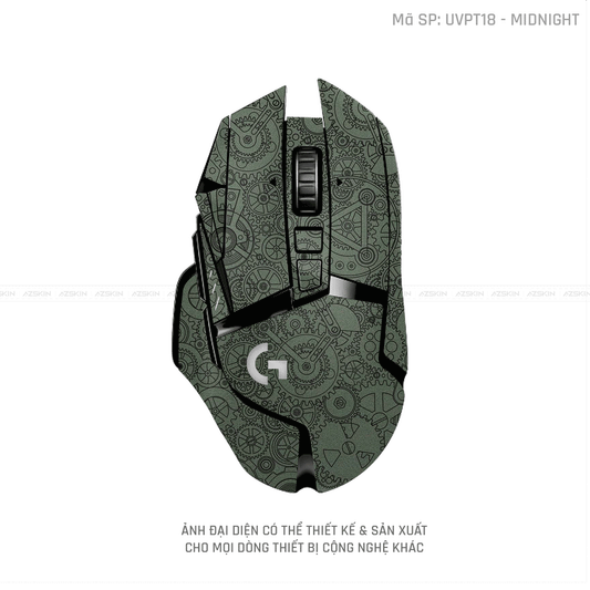 Skin Dán Chuột Logitech Vân Nổi Hình Động Cơ Midnight | UVPT18