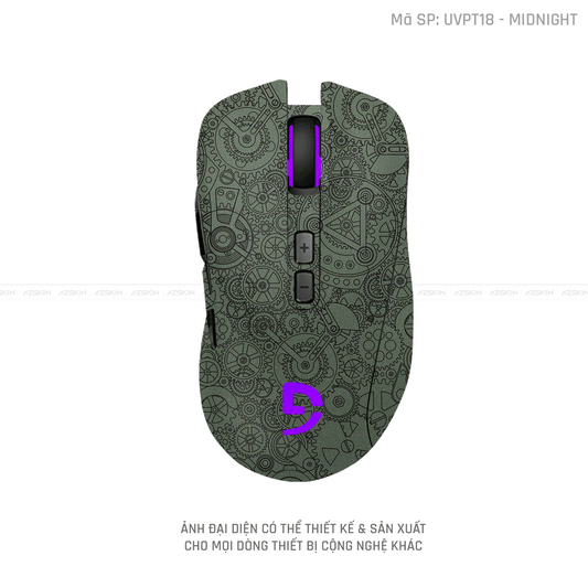 Skin Dán Chuột Fuhlen Vân Nổi Hình Động Cơ Màu Midnight | UVPT18