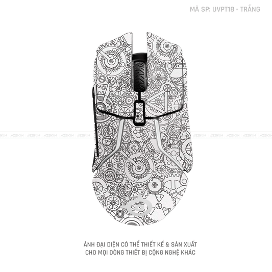 Skin Dán Chuột Steelseries Vân Nổi Động Cơ Trắng | UVPT18
