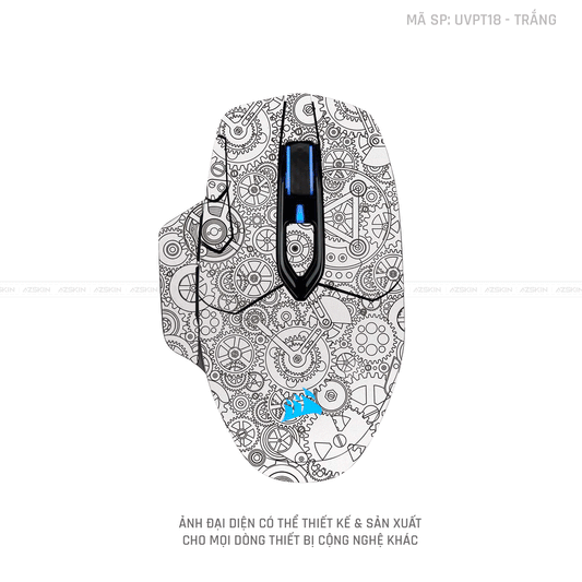Skin Dán Chuột Corsair Vân Nổi Hình Động Cơ Trắng | UVPT18