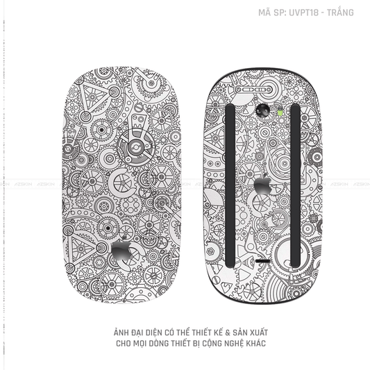 Skin Dán Chuột Apple Magic Mouse Vân Nổi Hình Động Cơ Màu Trắng | UVPT18