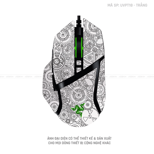Skin Dán Chuột Razer Vân Nổi Hình Động Cơ Trắng | UVPT18
