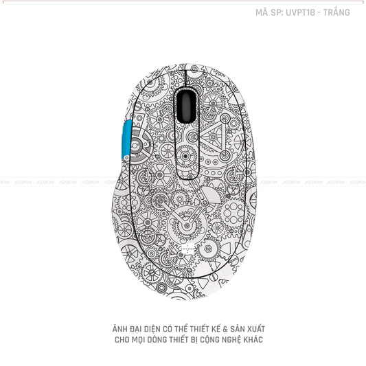 Skin Dán Chuột Microsoft Vân Nổi Động Cơ Màu Trắng | UVPT18