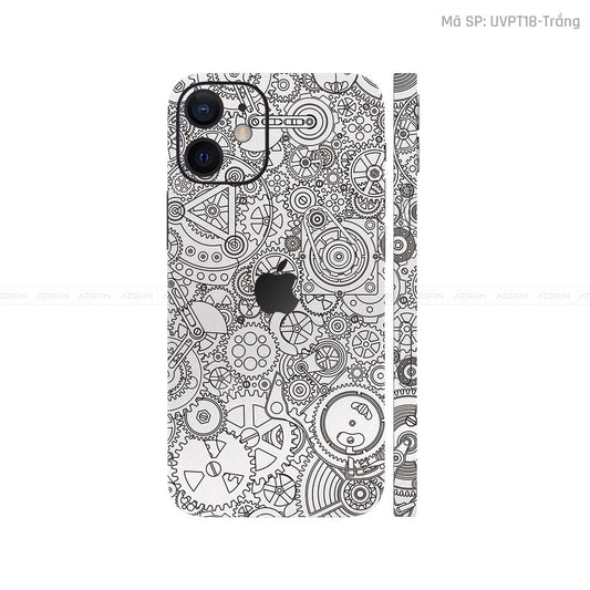 Dán Skin IPhone 12 Series Vân Nổi Động Cơ Trắng | UVPT18