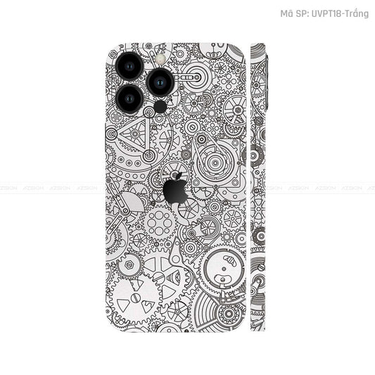 Dán Skin IPhone 12 Series Vân Nổi Động Cơ Trắng | UVPT18