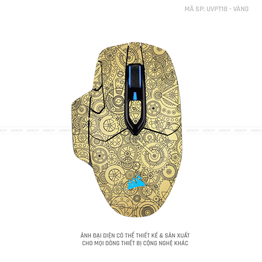 Skin Dán Chuột Corsair Vân Nổi Hình Động Cơ Vàng | UVPT18