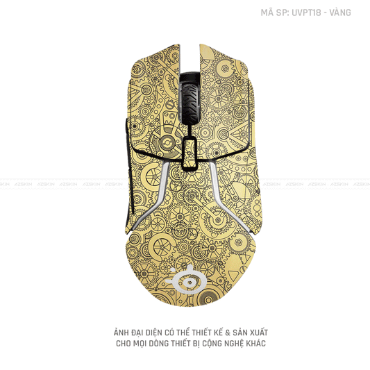 Skin Dán Chuột Steelseries Vân Nổi Động Cơ Vàng | UVPT18