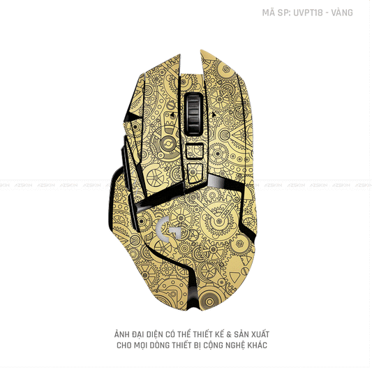 Skin Dán Chuột Logitech Vân Nổi Hình Động Cơ Vàng | UVPT18