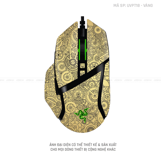 Skin Dán Chuột Razer Vân Nổi Hình Động Cơ Vàng | UVPT18