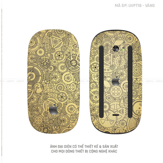 Skin Dán Chuột Apple Magic Mouse Vân Nổi Hình Động Cơ Màu Vàng | UVPT18