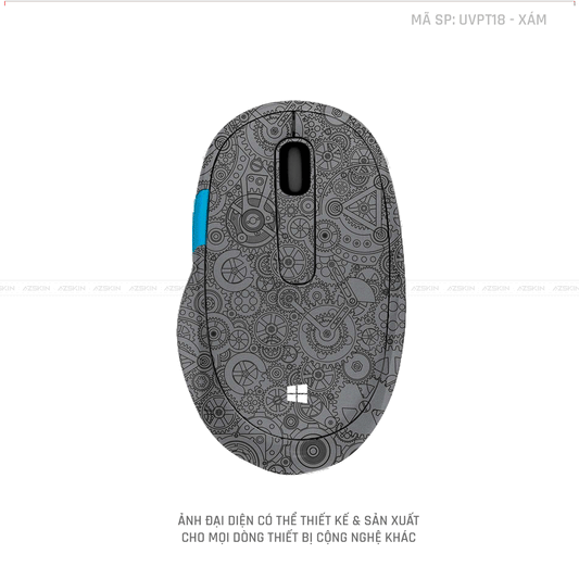Skin Dán Chuột Microsoft Vân Nổi Động Cơ Màu Xám | UVPT18