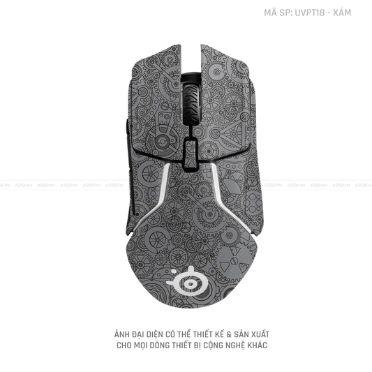 Skin Dán Chuột Steelseries Vân Nổi Động Cơ Xám | UVPT18