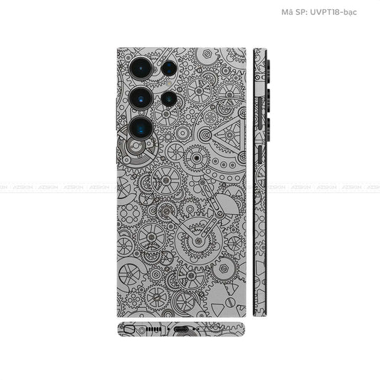 Dán Skin Samsung Galaxy S24 Series Vân Nổi Động Cơ Bạc | UVPT18