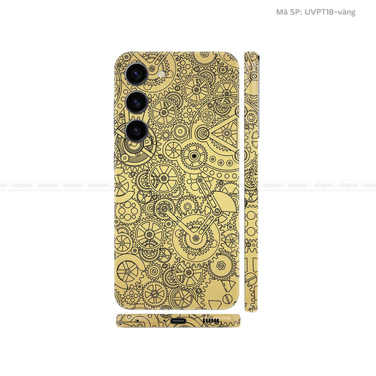 Dán Skin Samsung Galaxy S24 Series Vân Nổi Động Cơ Vàng Đồng | UVPT18