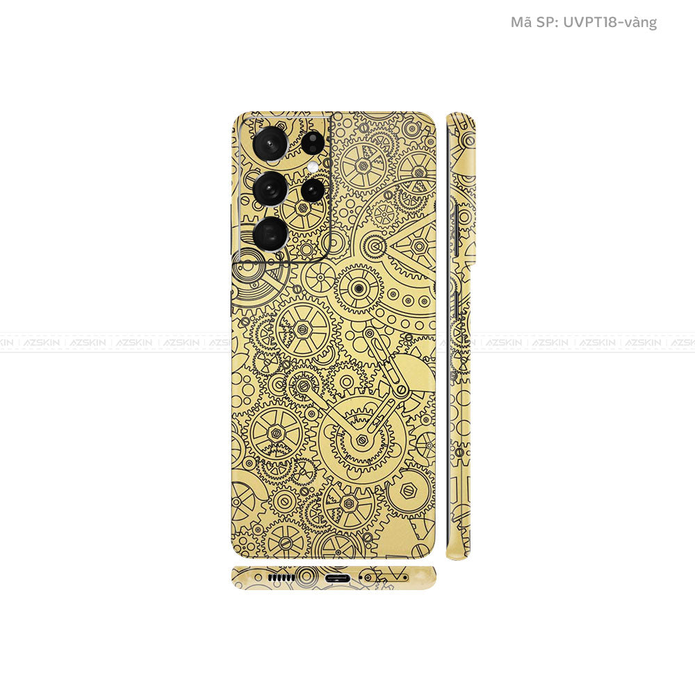Dán Skin Galaxy S21 Series Vân Động Cơ Vàng | UVPT18