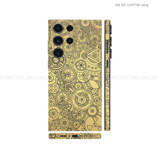 Dán Skin Samsung Galaxy S24 Series Vân Nổi Động Cơ Vàng Đồng | UVPT18