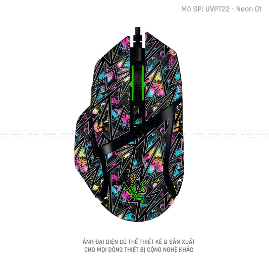 Skin Dán Chuột Razer Vân Nổi Hình Neon-01 | UVPT22