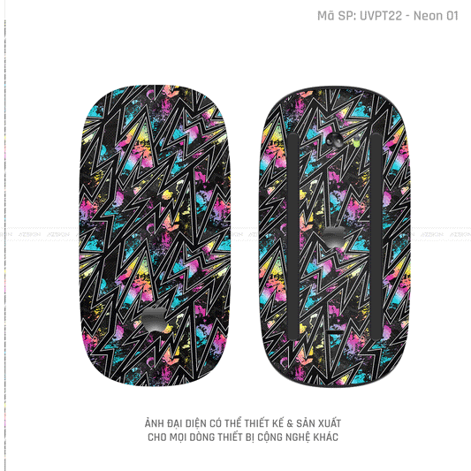 Skin Dán Chuột Apple Magic Mouse Vân Nổi Hình Neon-01 | UVPT22