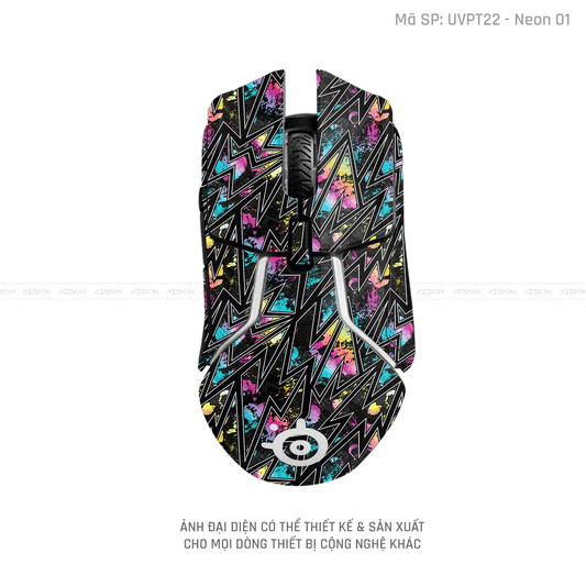 Skin Dán Chuột Steelseries Vân Nổi Neon-01 | UVPT22